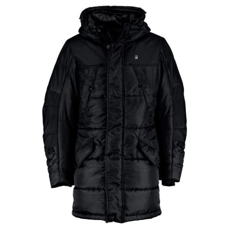 Gstar G Star Whistler Hdd Parka Quilted Hooded Coat Black D05993