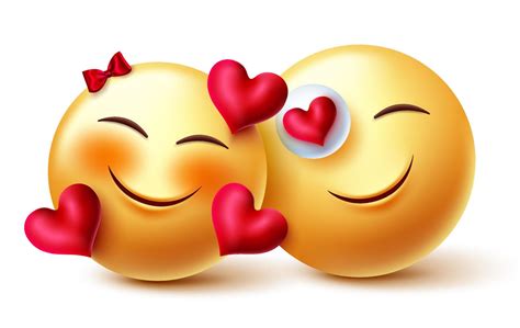 Emoji Valentine Couple Vector Concept Design Emojis 3d Inlove Emojis Lover In Romantic Feelings