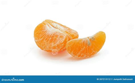 Peeled Tangerine Segment Fruit Mandarin Piece Isolated On White