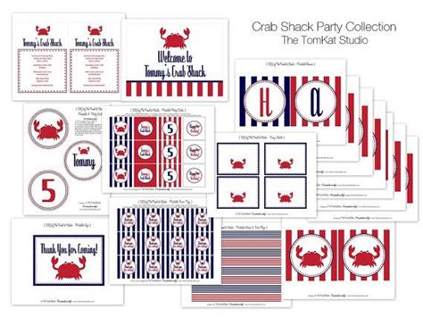 Nautical Crab Party Printable Collection The Tomkat Studio Red