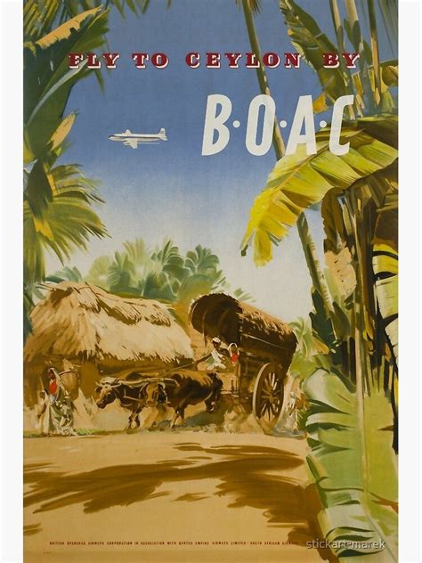Fly To Ceylon Vintage Travel Poster Poster By Stickart Marek Vintage