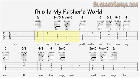 Learn Hymns On Guitar This Is My Fathers World Tablature And Chords Youtube