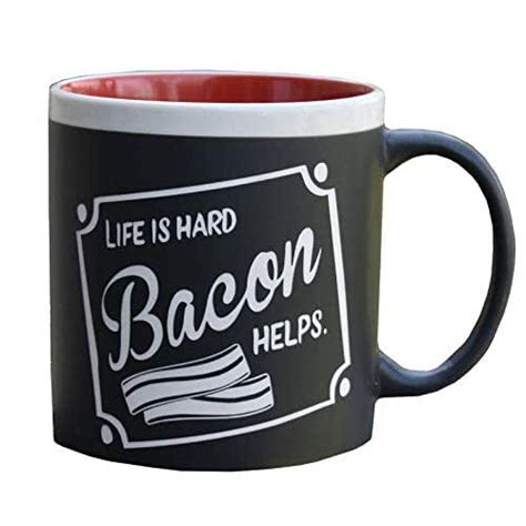 Life Is Hard Bacon Helps Large Funny Coffee Mug T For