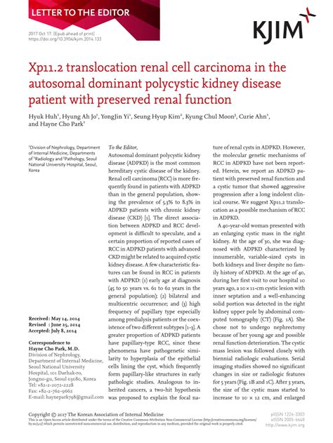 Pdf Xp112 Translocation Renal Cell Carcinoma In The Autosomal