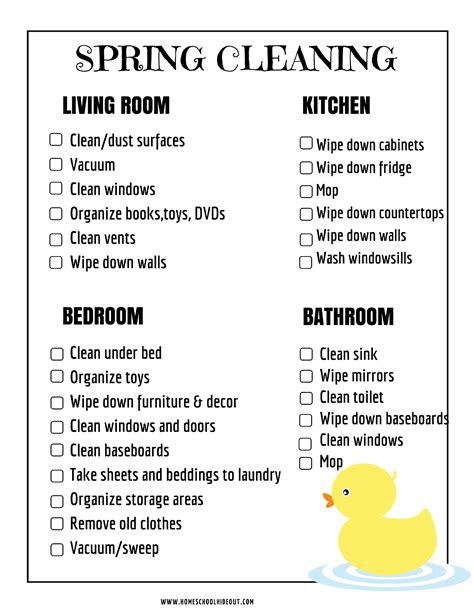 Spring Cleaning Checklist For Kids Free Printable Homeschool Hideout