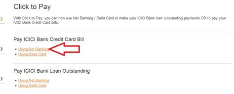 With the neft facility, you can pay your credit card bills online from any other bank account. ICICI Bank : Pay Credit Card Bill Online - www.statusin.in