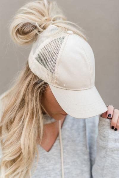 Mesh Baseball Cap With Messy Bun Hole And Adjustable Closure These