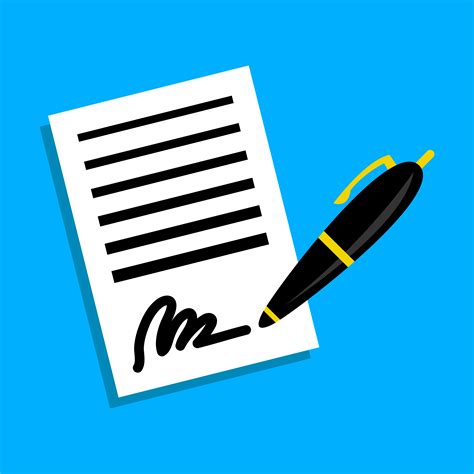 Paper Business Contract Pen Signature Vector Icon 546602 Vector Art At