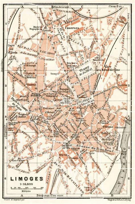 Old Map Of Limoges In 1902 Buy Vintage Map Replica Poster Print Or
