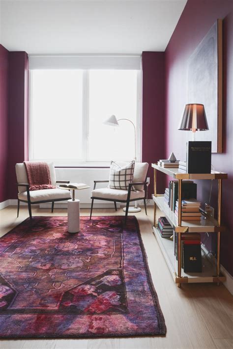Light Filled Seating Area In Stylish Purple Home Office Hgtv