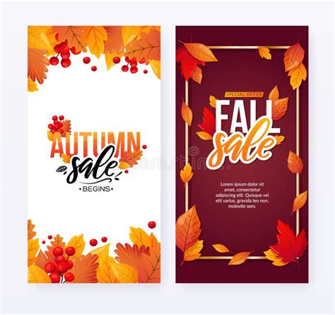 Hello Autumn Banner With Orange And Red Hand Drawn Leaves Vector