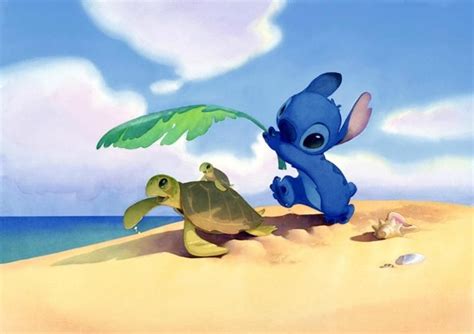 Two Cartoon Characters Are On The Beach With A Turtle And Sea Turtle In