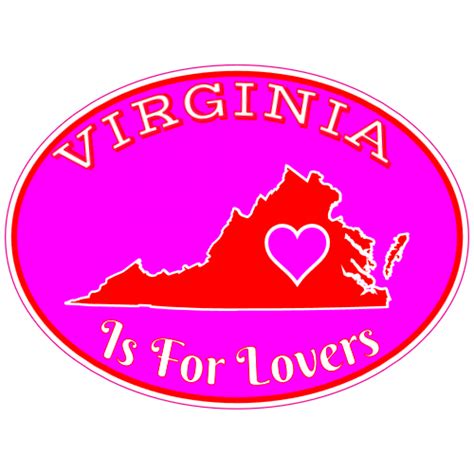 Virginia Is For Lovers Heart Pink Red Oval Decal Us Custom Stickers