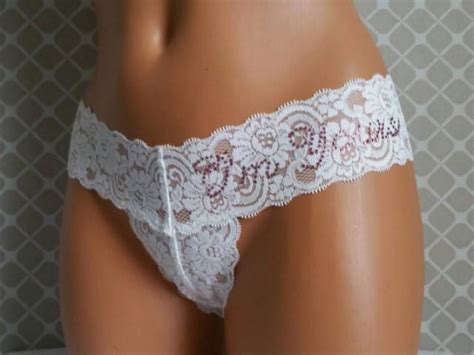 Reduced Bridal Panties White Lace Thong W Bows And I M Yours In Pink