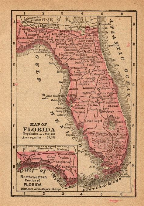 1855 Map Of Florida Printable Vintage Florida Map Downloadable Map Images