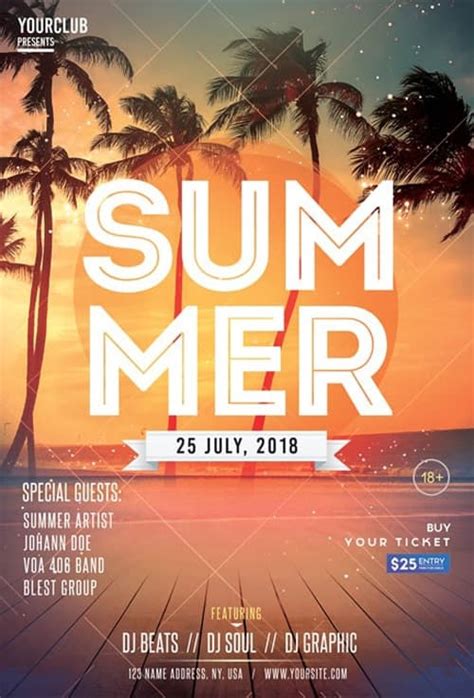 Save money and time while using our easy to use free party psd flyer templates for photoshop! Download the Beach Summer Party Free PSD Flyer Template