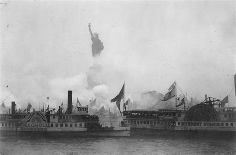 Ships Gather In New York Harbor For The Unveiling Of The Statue Of
