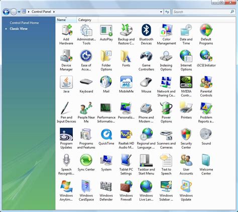 Windows Vista Control Panel Top Hat Techs