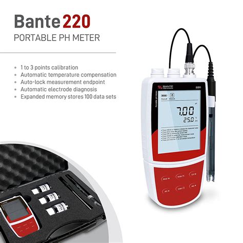 Buy Bante 220 Portable PH Meter 0 01 PH Accuracy 3 Points