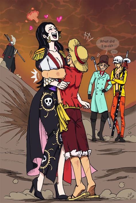 One Piece Boa Hancock Y Luffy Desenho De Uma Peça Personagens De