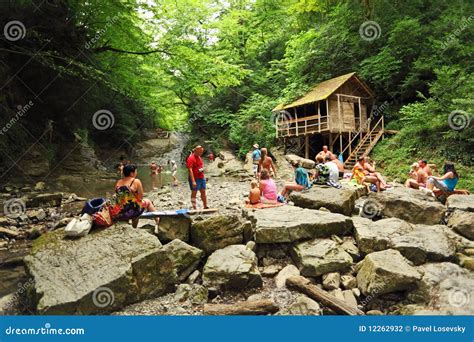People Near Waterfall In Sochi Russia Editorial Photography Image