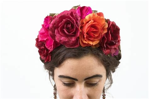 Frida Flower Crown Mexican Headpiece Kahlo Day Of The Dead Etsy In