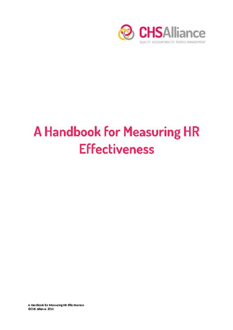 A Handbook For Measuring Hr Effectiveness Save The Childrens