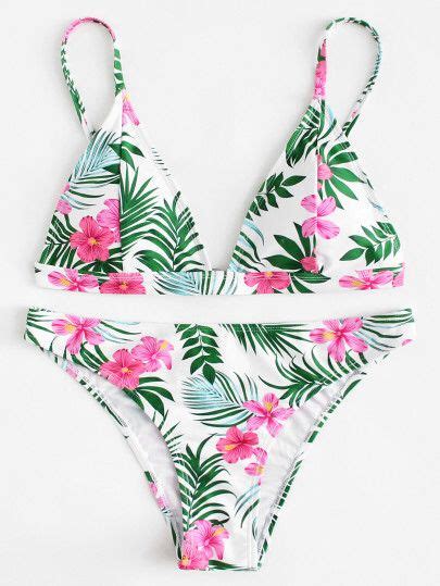 Tropical Print Triangle Bikini Set Only Us1200 Bikinis Triangle