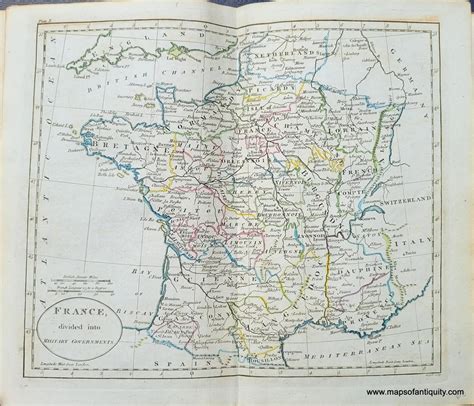 1800 France Divided Into Military Governments Antique Map Antique