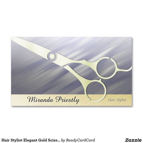 Hair Stylist Elegant Gold Scissor Business Cards Miranda Priestly