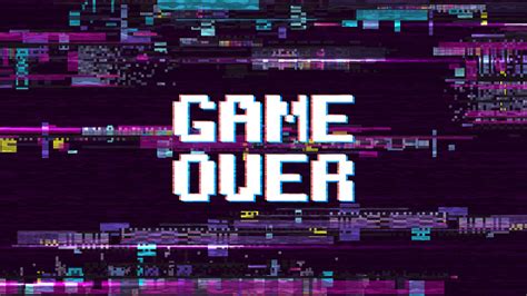 Game Over Fantastic Computer Background With Glitch Noise Retro Effect