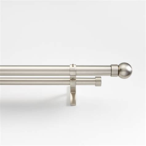 Brushed Nickel 1 Double Curtain Rod And Small Round End Cap Finials