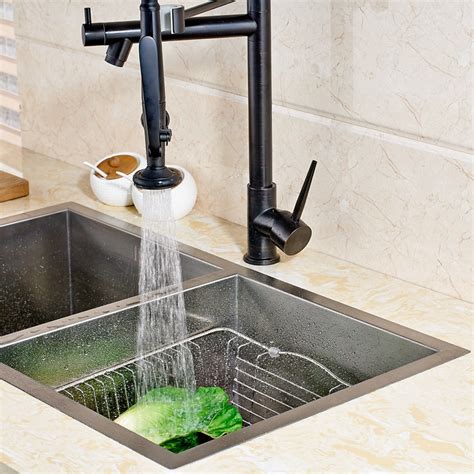 In my case, i had to remove the sprayer head on the faucet in order for the gas. Magney Oil Rubbed Bronze Finish Dual Spout Kitchen Sink ...