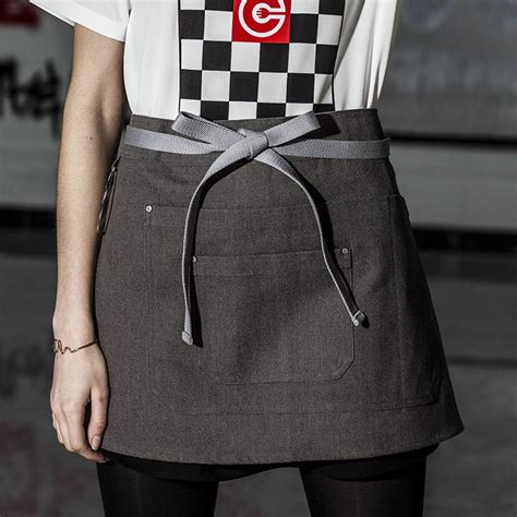 china one of hottest for daily chef aprons gray color canvas waist chef apron with pockets