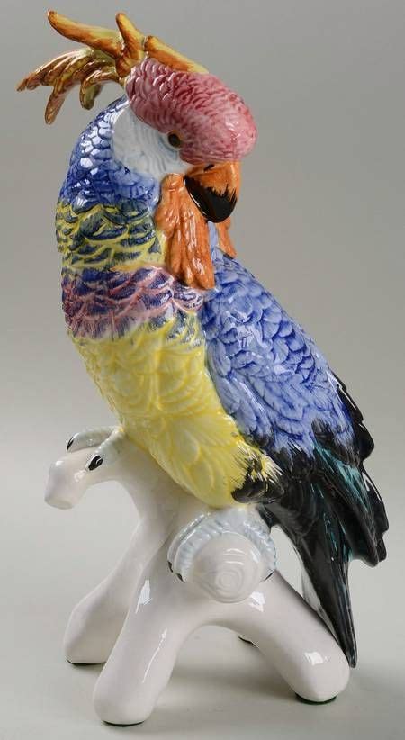 Vintage Ceramic Parrot Figurine By Chelsea House Italy Town