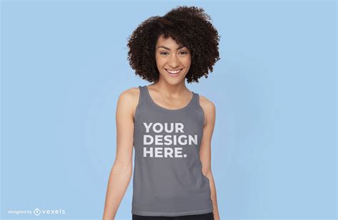 Woman With Tank Top Mockup Design Psd Editable Template