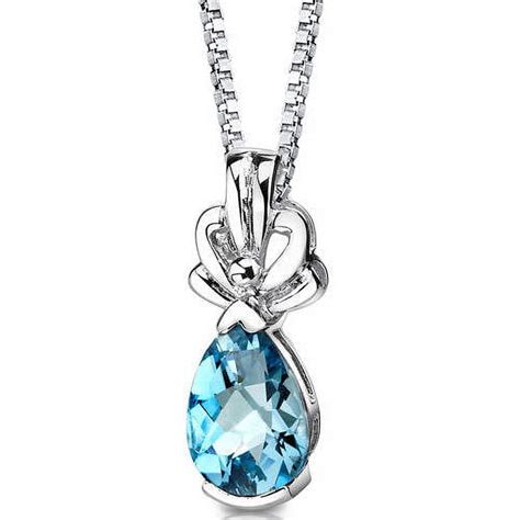 225 Ct Pear Shape Swiss Blue Topaz Pendant Necklace In Sterling Silver