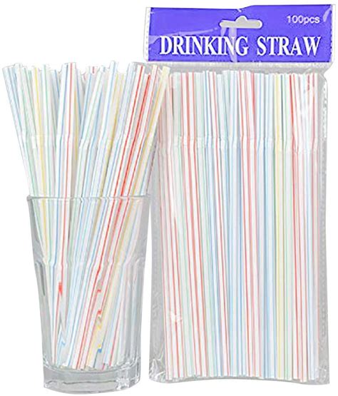 100pcs Plastic Bendable Drinking Straws Disposable Suieable For Parties
