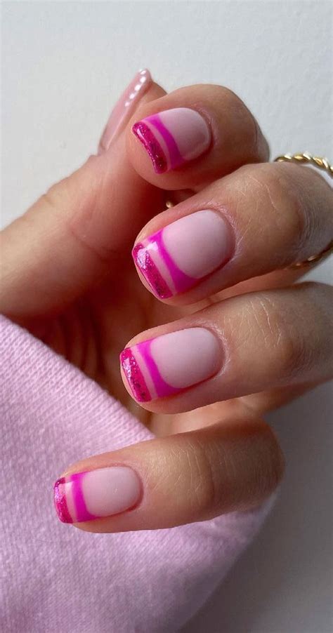 Summer Nail Designs Youll Probably Want To Wear Hot Pink Double Line French Tips