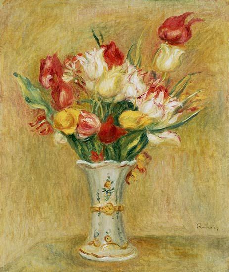 Ramo De Tulipanes En Un Jarro Blanco Pierre Auguste Renoir Pinturas