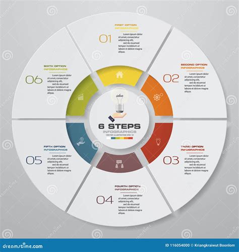 Abstract 6 Steps Modern Pie Chart Infographics Elementsvector