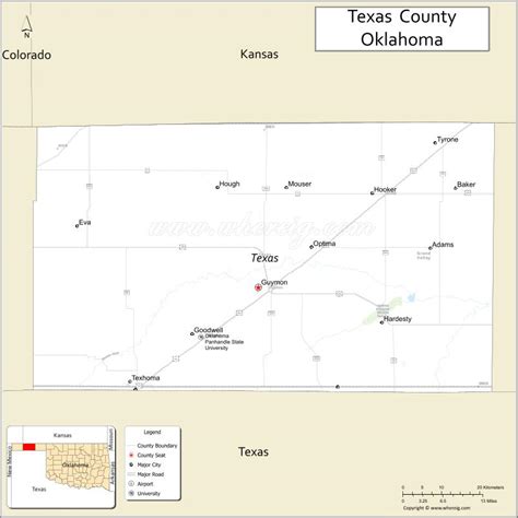 Map Of Texas County Oklahoma Where Is Located Cities Population