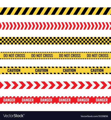 Caution Tape Sign Set Danger Police Lines Vector Image
