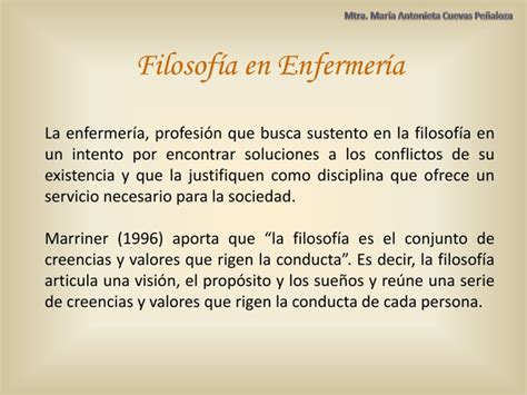 Que Es La Filosofia De Enfermeria Slingo