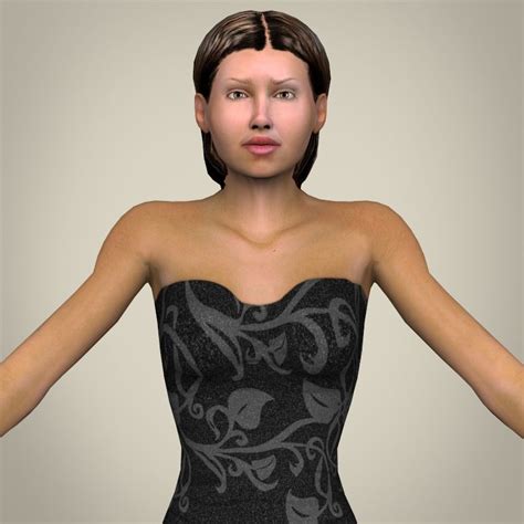 Sexy Woman A01 Sexy Woman Young And Beautiful Strapless Dress 3d