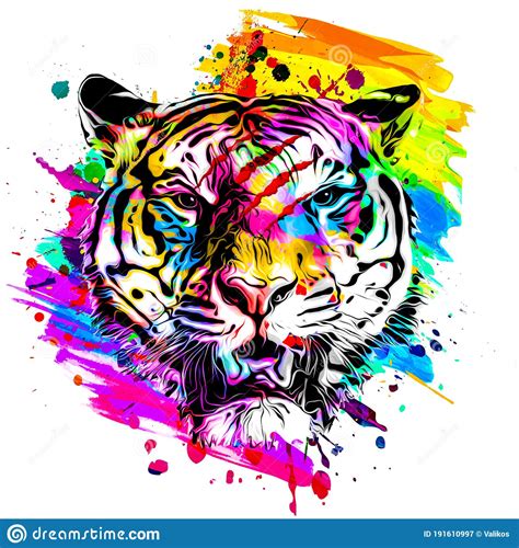 Colorful Of Tiger Pop Art Portrait Vector Illustration Cartoondealer