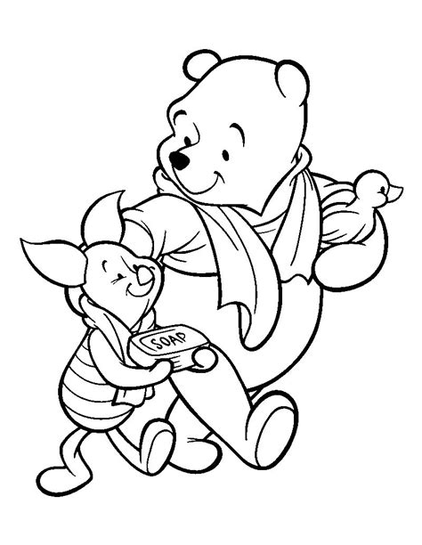 Pooh and piglet coloring pages. Bathtime Winnie The Pooh And Piglet Coloring Pages ...