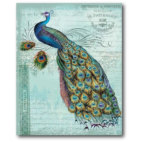16 In X 20 In Blue Peacock Canvas Wall Art WEB SC331 The Home Depot