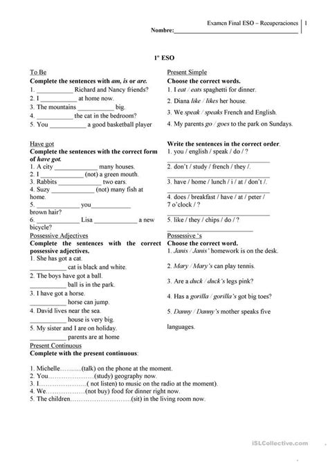 Spanish To English Worksheets For Adults