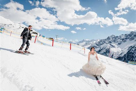 Coolest Newlyweds Ever Skied Down The Slopes Right After Saying I Do